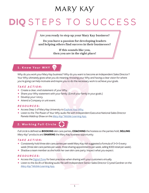 mary kay steps to success career path brochure